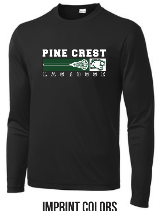 Pine Crest Lacrosse Long Sleeve Dri-Fit Tee B - White