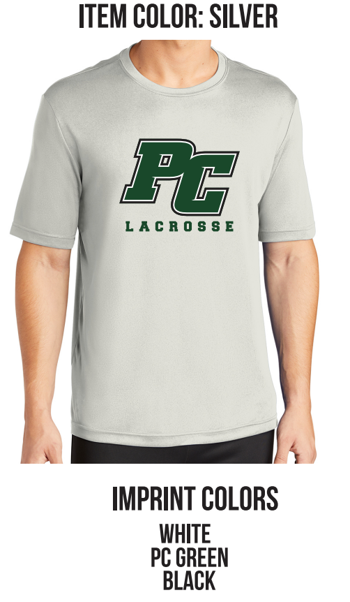 Pine Crest Lacrosse Short Sleeve Dri-Fit Tee A - Silver