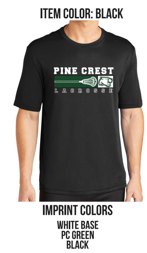 Pine Crest Lacrosse Short Sleeve Dri-Fit Tee B - Black