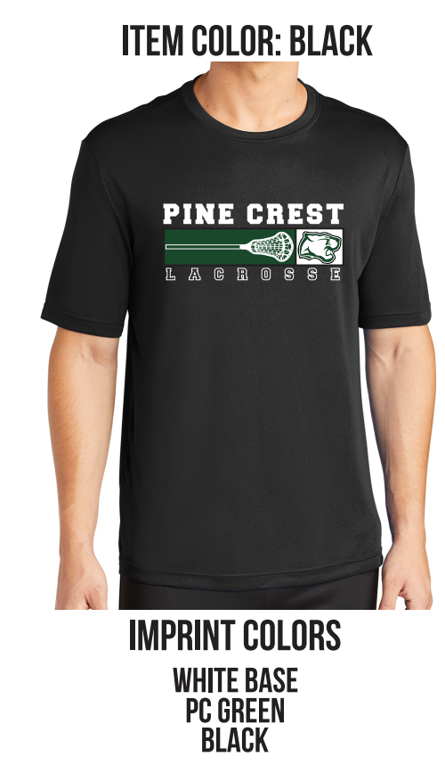 Pine Crest Lacrosse Short Sleeve Dri-Fit Tee B - Silver