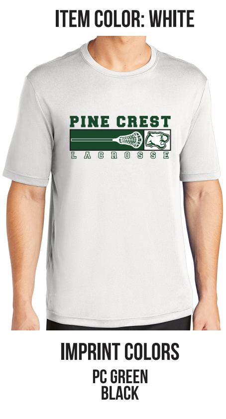 Pine Crest Lacrosse Short Sleeve Dri-Fit Tee B - White