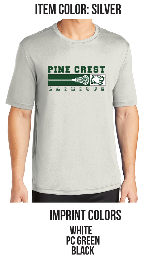 Pine Crest Lacrosse Short Sleeve Dri-Fit Tee B - Silver