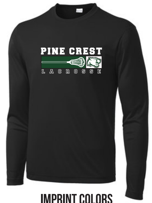 Pine Crest Lacrosse Long Sleeve Dri-Fit Tee B - Silver