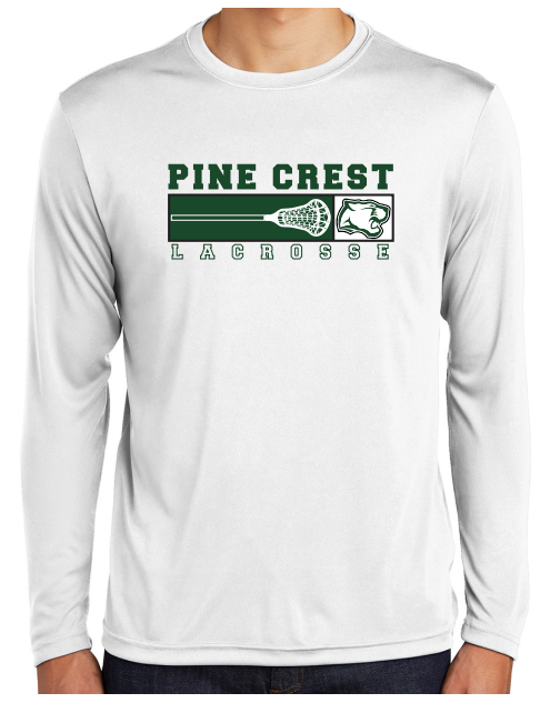 Pine Crest Lacrosse Long Sleeve Dri-Fit Tee B - White