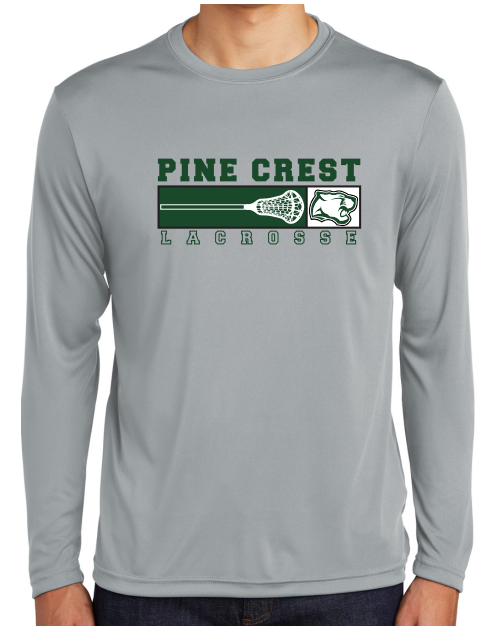 Pine Crest Lacrosse Long Sleeve Dri-Fit Tee B - Silver